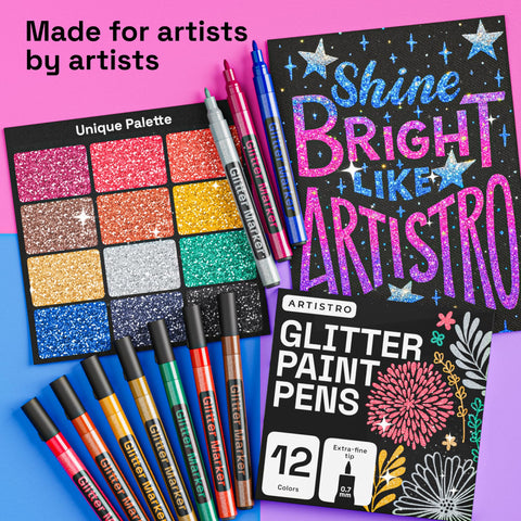 ARTISTRO marcadores glitter para piedra con tinta acrílica resistente