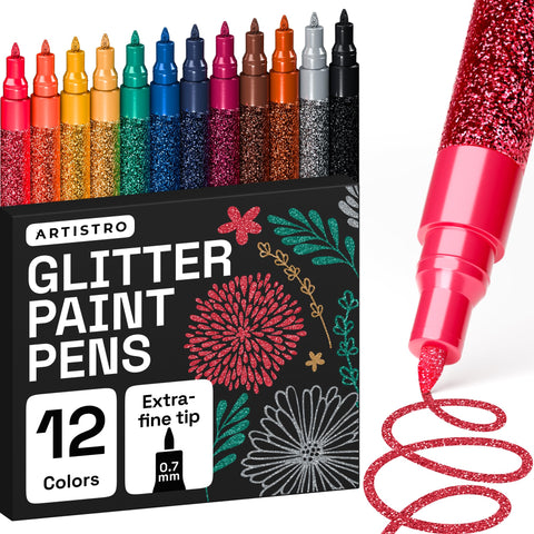 Marcadores glitter ARTISTRO 0.7mm para vidrio con acabado duradero