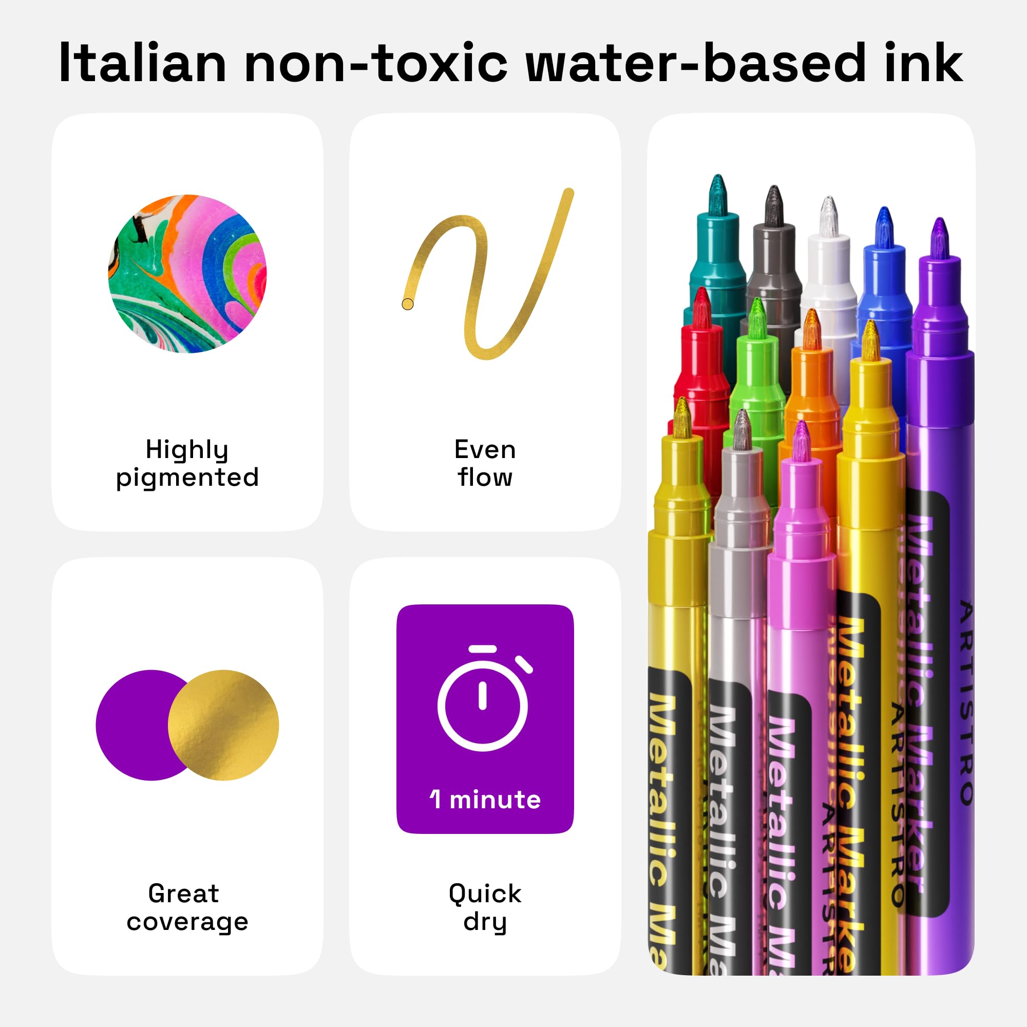 Artistro marcadores metalizados sobre tela para scrapbooking y costuras brillantes