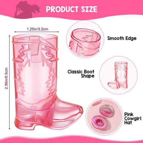 Artlunar conjunto de 3 vasos chupito vaqueras rosas para mesa decorativa.