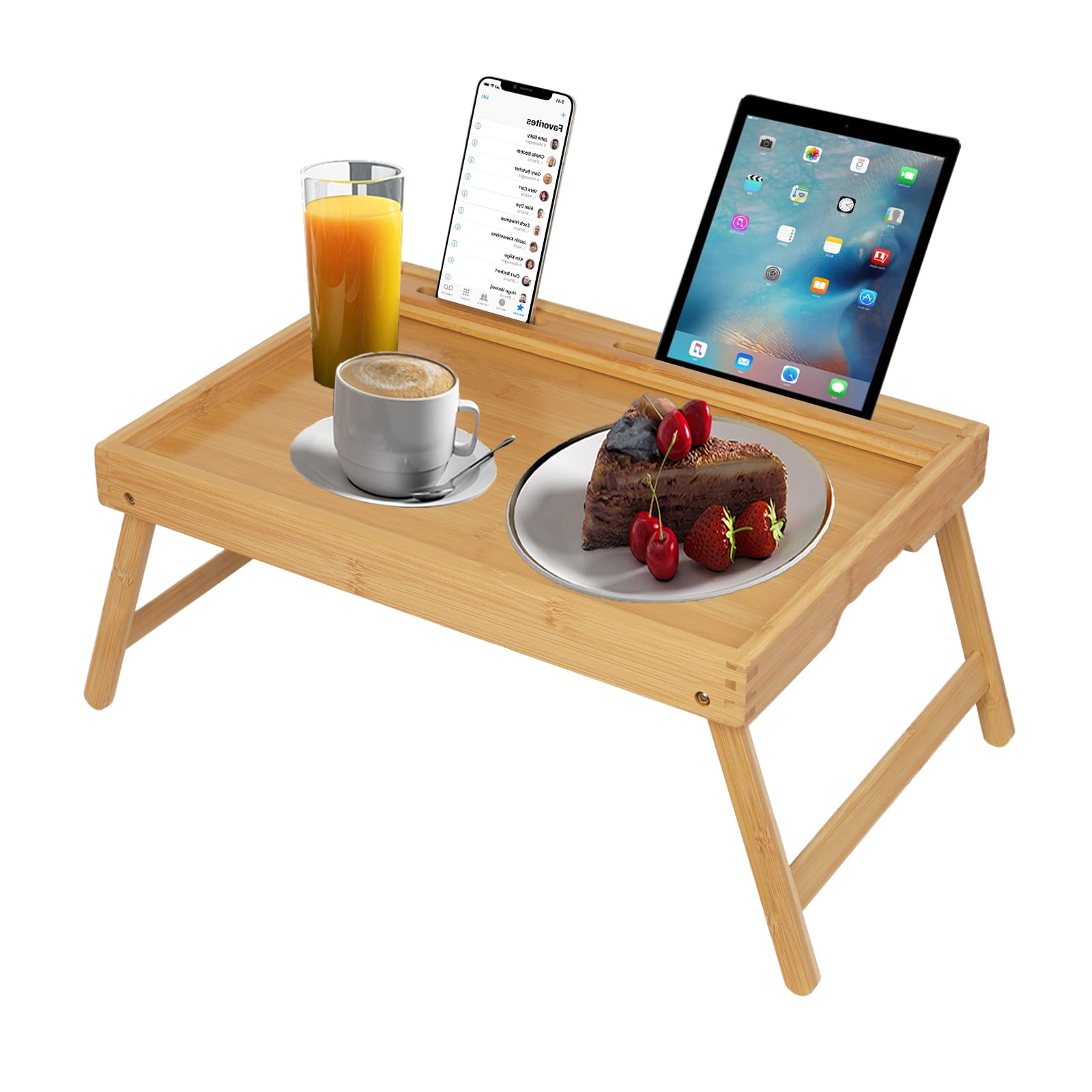 Artmeer bandeja cama con mango, ideal para desayunos en la cama y transporte cómodo.