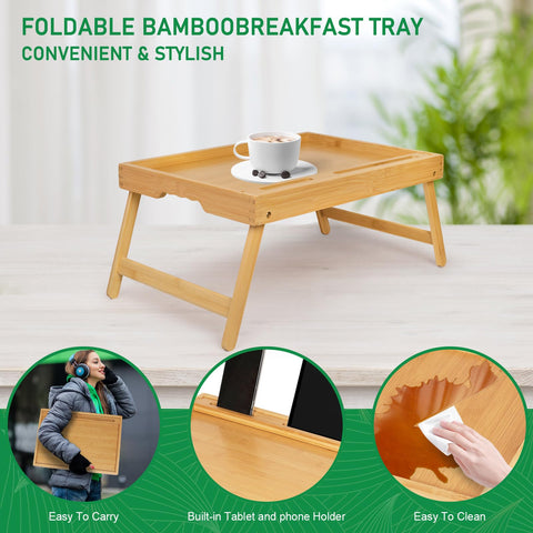 Artmeer bandeja desayuno bambú, diseño sostenible para uso diario y decoración natural.