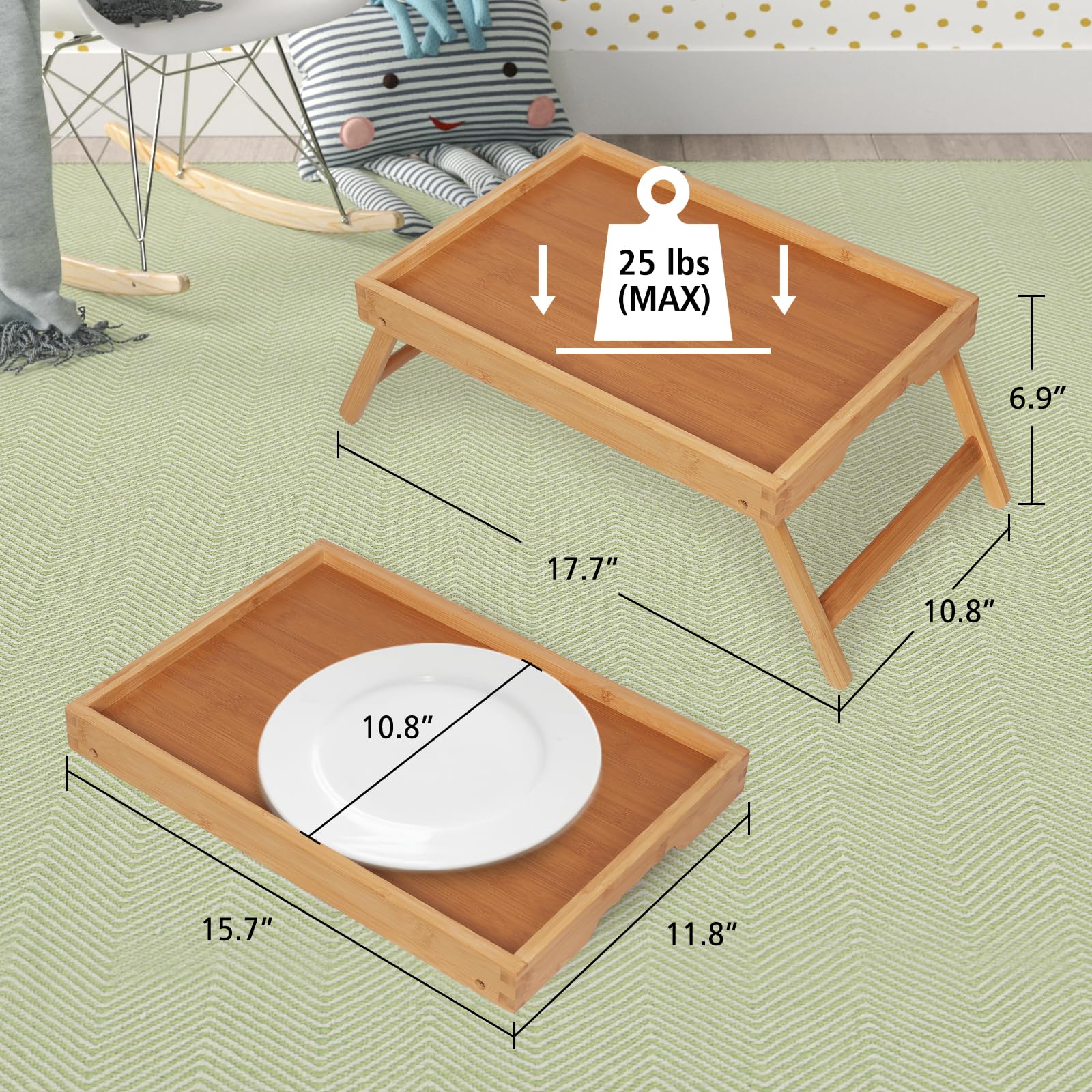 Artmeer Bandeja plegable con asas: fácil de mover entre habitaciones.