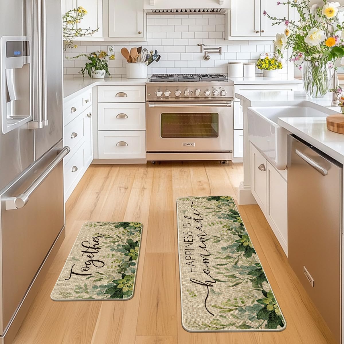 Alfombra Artoid Mode cocina Eucalipto 17x47 para decoración y protección del piso.