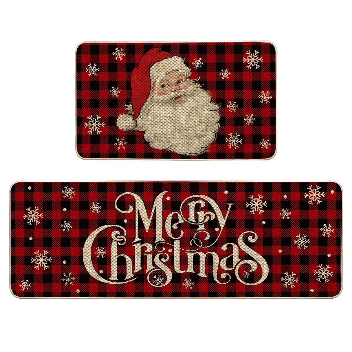 Alfombra Artoid Mode para cocina, patrón navideño de cuadros rojos y negros, mejora la decoración.