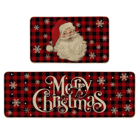 Alfombra Artoid Mode para cocina, patrón navideño de cuadros rojos y negros, mejora la decoración.