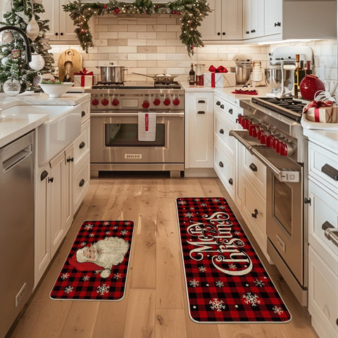 Alfombra Artoid Mode para cocina, cuados rojos y negros, tamaño grande para áreas amplias.