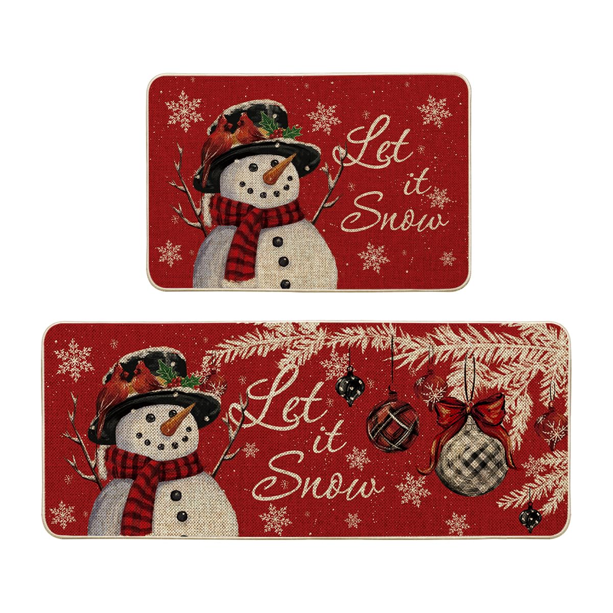 Alfombra Artoid Mode Snowman Let It Snow con copos de nieve, ideal para calidez en la cocina.