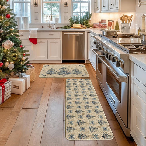 Motivos navideños Artoid Mode, alfombra de cocina con textura decorativa.