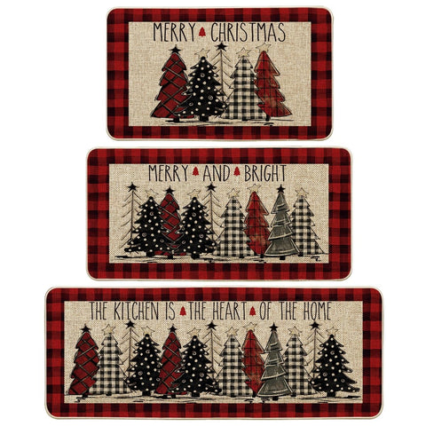 Alfombras de cocina Artoid Mode con conjunto de tres, decorativas y rojas para Navidad.