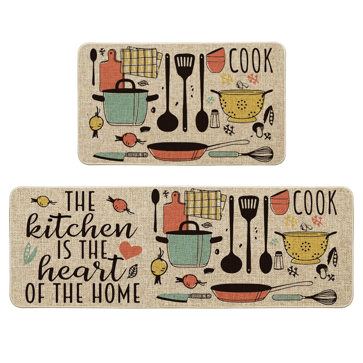 Alfombra Artoid Mode para la cocina, corazon-hogar 17 x 29 pulgadas, protege el suelo con estilo