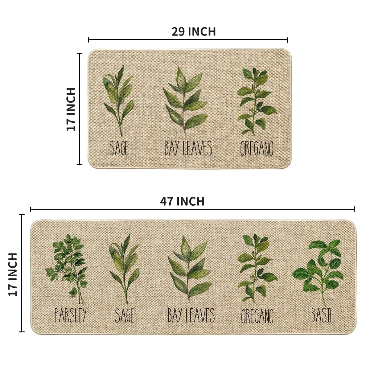 Alfombrilla Artoid Mode para cocina con hojas de laurel, estilo natural y protección de suelos.