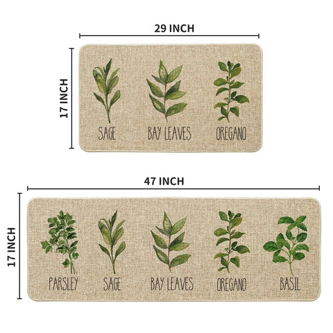 Alfombrilla Artoid Mode para cocina con hojas de laurel, estilo natural y protección de suelos.