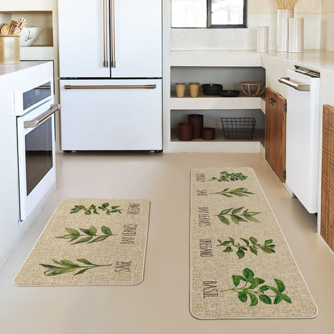 Alfombrilla Artoid Mode para cocina con oregano y albahaca, práctica y resistente a manchas.