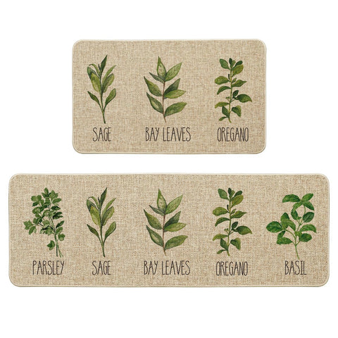 Alfombrilla Artoid Mode para cocina con perejil y salvia, decorativa y funcional.