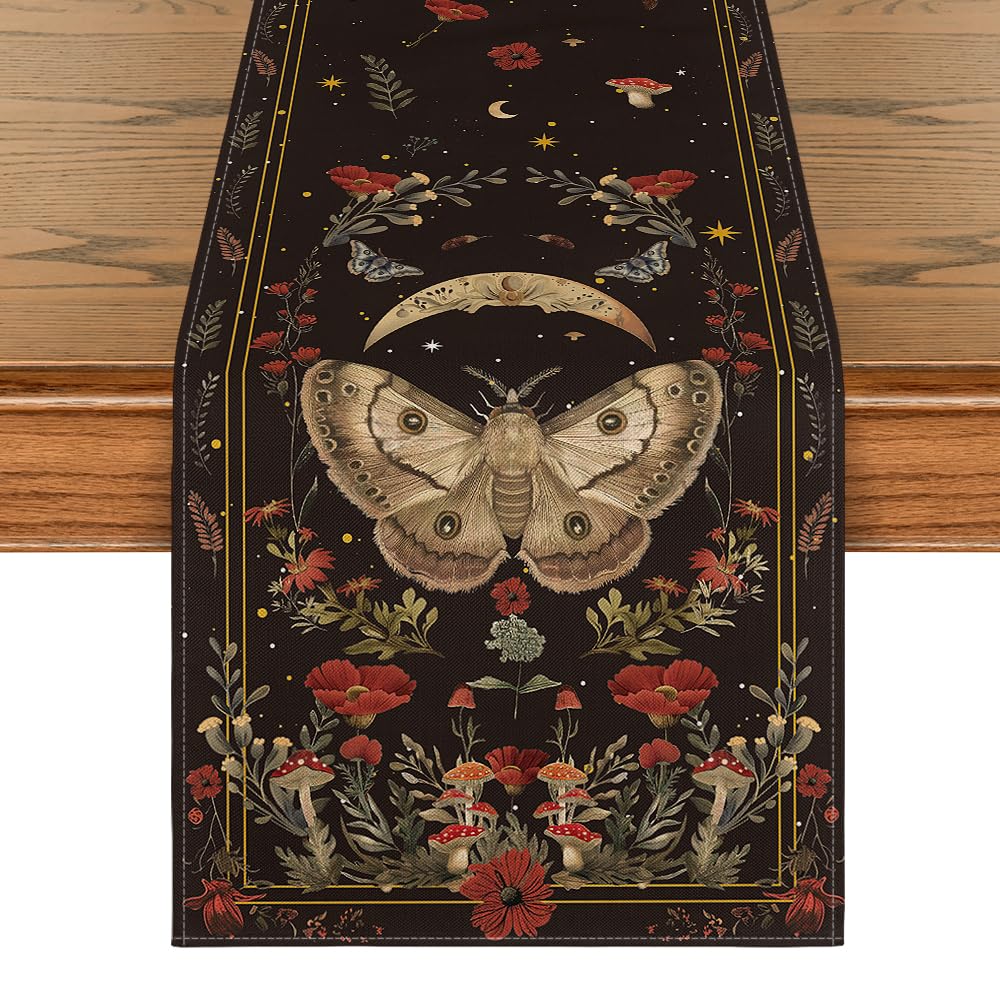 Artoid Mode cubre-mesa amapola-polilla-hongo-luna para cenas otoñales elegantes