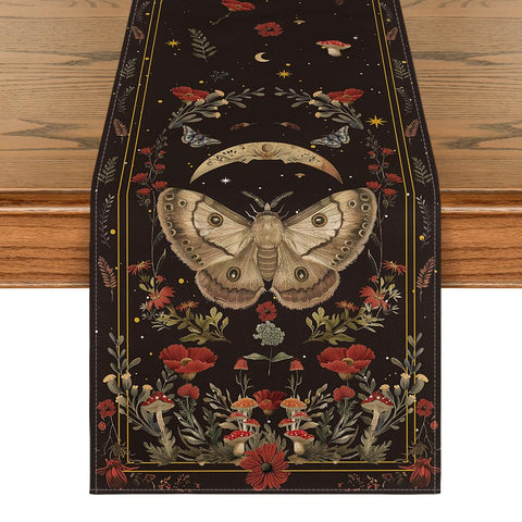 Artoid Mode cubre-mesa amapola-polilla-hongo-luna para cenas otoñales elegantes