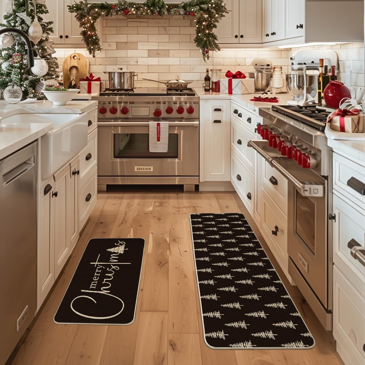 Artoid Mode tapete navideño para cocina 17x47: conjunto elegante para tu cocina.