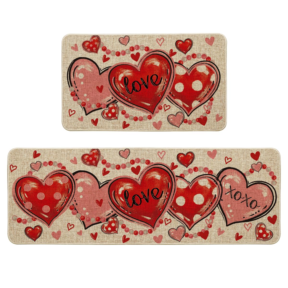 Alfombrilla Artoid Mode con motivo corazón y cuentas, ideal para decorar la cocina.