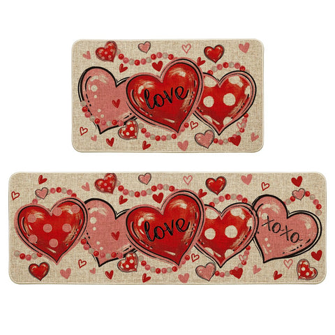 Alfombrilla Artoid Mode con motivo corazón y cuentas, ideal para decorar la cocina.