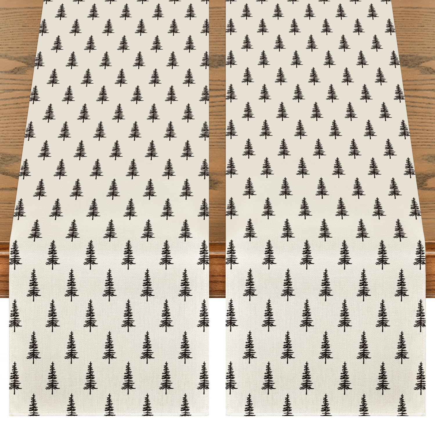 Artoid Mode camino de mesa beige con árbol navideño, ideal para fiestas