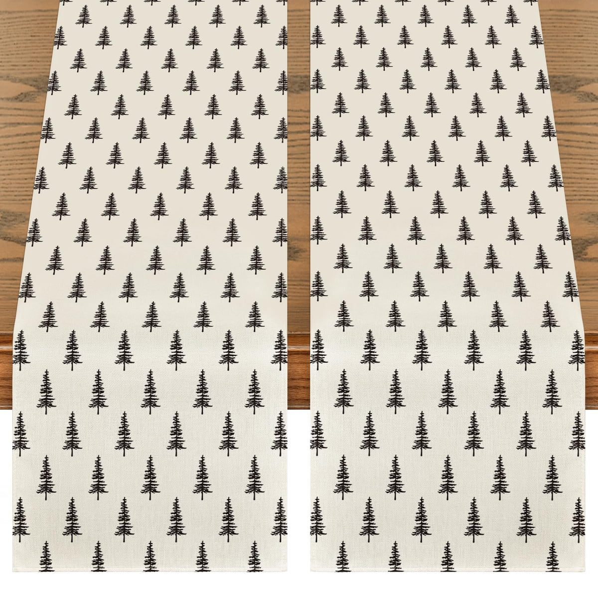 Artoid Mode camino de mesa beige con árbol navideño, ideal para fiestas
