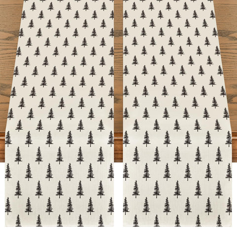 Artoid Mode camino de mesa beige con árbol navideño, ideal para fiestas