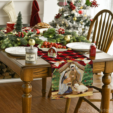 Artoid Mode Buffalo Plaid Kogiya, ideal para fiestas navideñas y decoración festiva en la mesa.