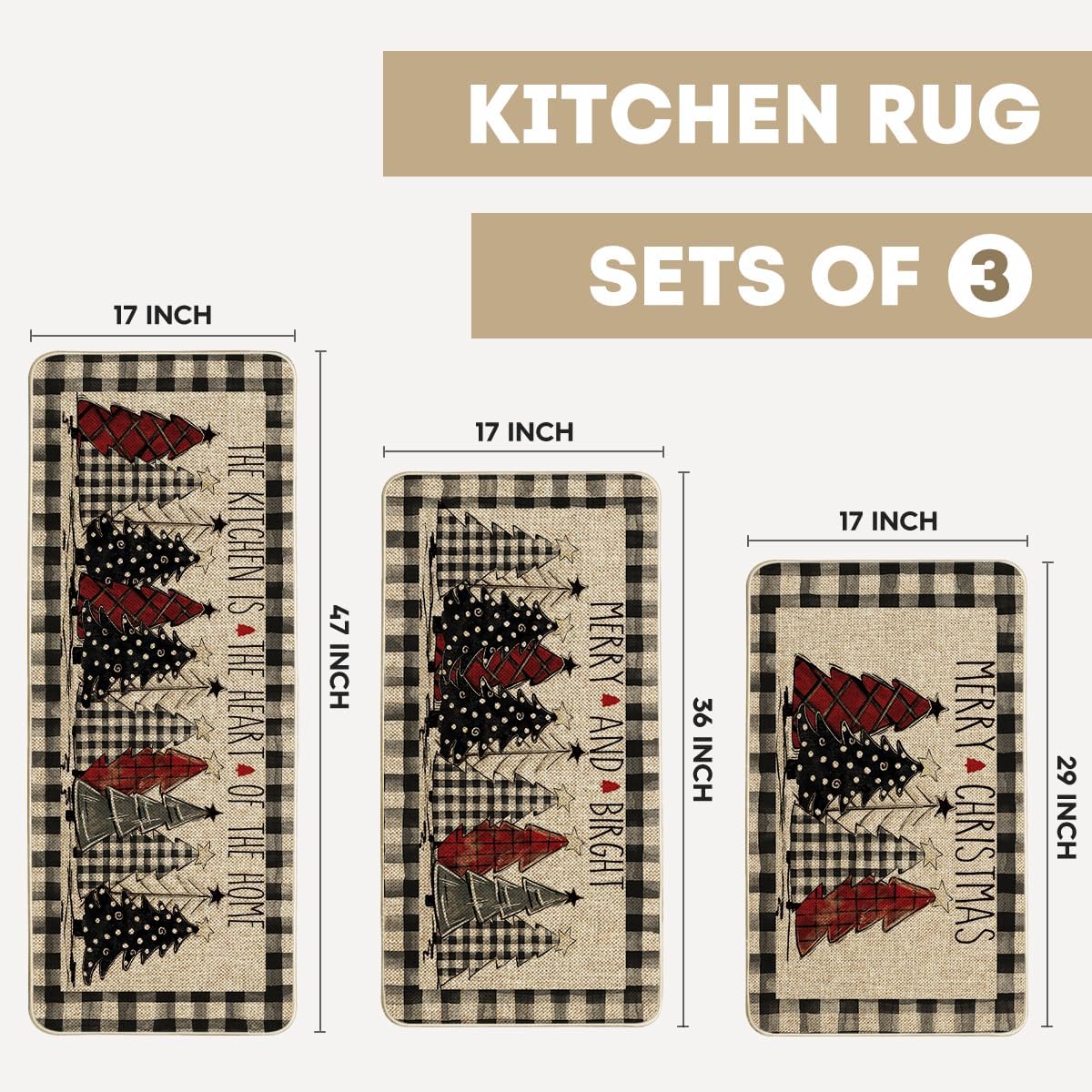 Diseño único Artoid Mode buffalo plaid, tapete antideslizante para cocinas y entradas.