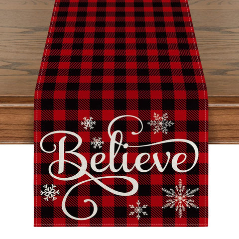 Artoid Mode Camino de Mesa Believe Plaid rojo-negro, crea ambiente festivo en la mesa