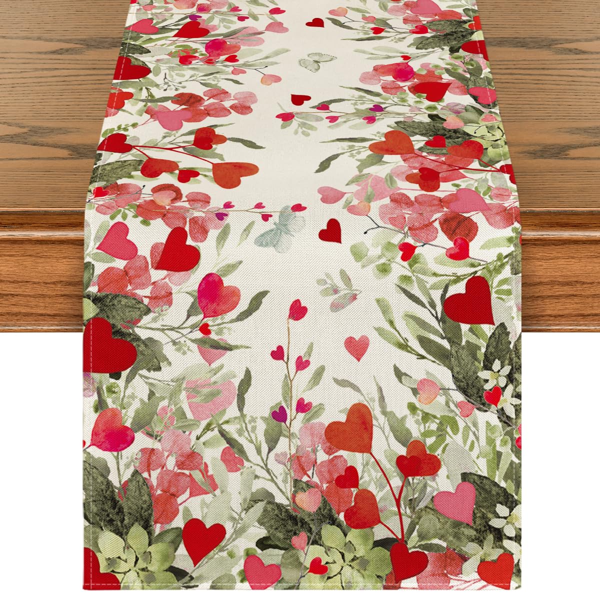 Artoid Mode Camino de Mesa Floral con pétalos y corazón, ideal para cenas románticas