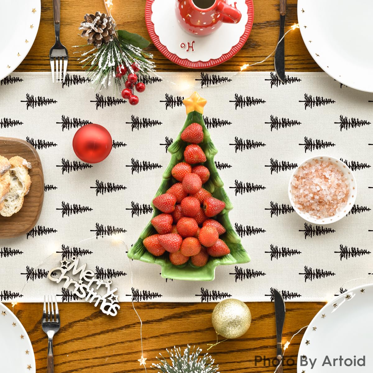 Artoid Mode camino de mesa beige Navidad decoración duradera para fiestas