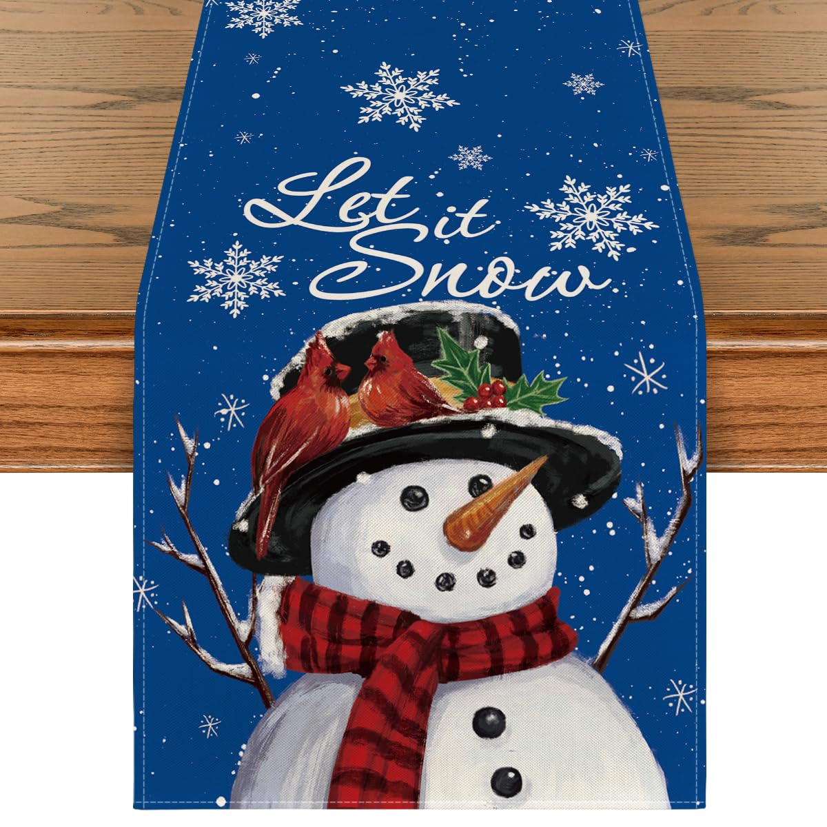 Artoid Mode camino de mesa nieve azul, ideal para cenas navideñas y proteger la mesa.