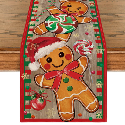 Artoid Mode camino de mesa navidad con jengibre y caramelo de madera, ideal para fiestas.