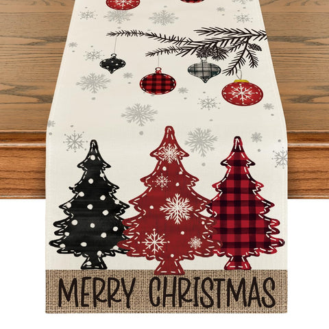 Artoid Mode camino de mesa Navidad pinos rojos, ideal para proteger la mesa y crear ambiente festivo.