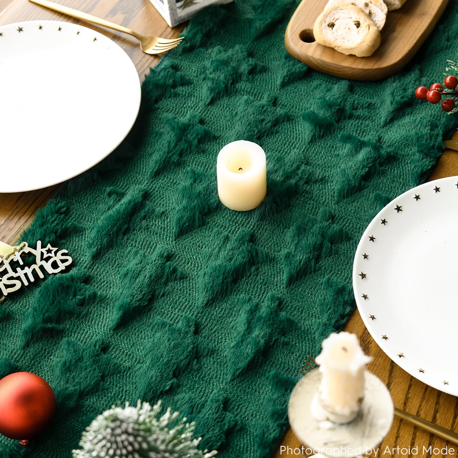 Artoid Mode camino de mesa navidad verde, diseño jacquard para fiestas.