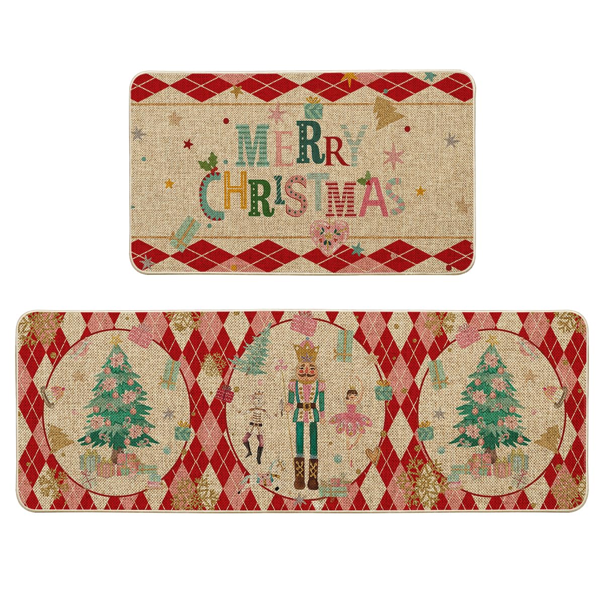 Artoid Mode Cascanueces Rojo con Cuadros Diamante 17x29, frontal decorativo y práctico para la cocina.