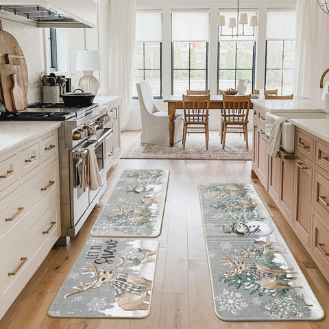 Alfombra navideña Artoid Mode para cocina, conjunto estacional con tres tamaños disponibles.