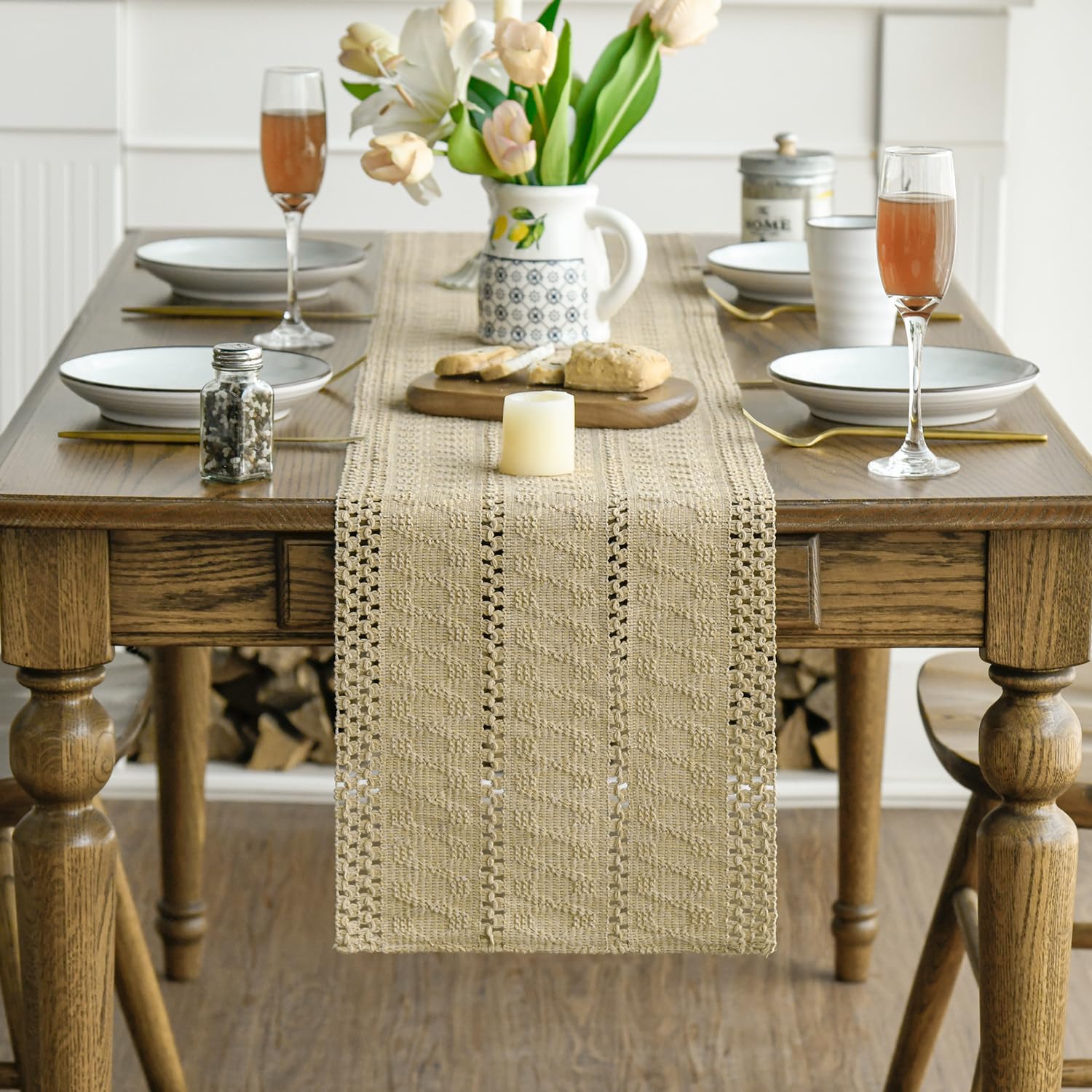 Artoid Mode cinta de mesa estilo farmhouse aporta color y textura para cenas
