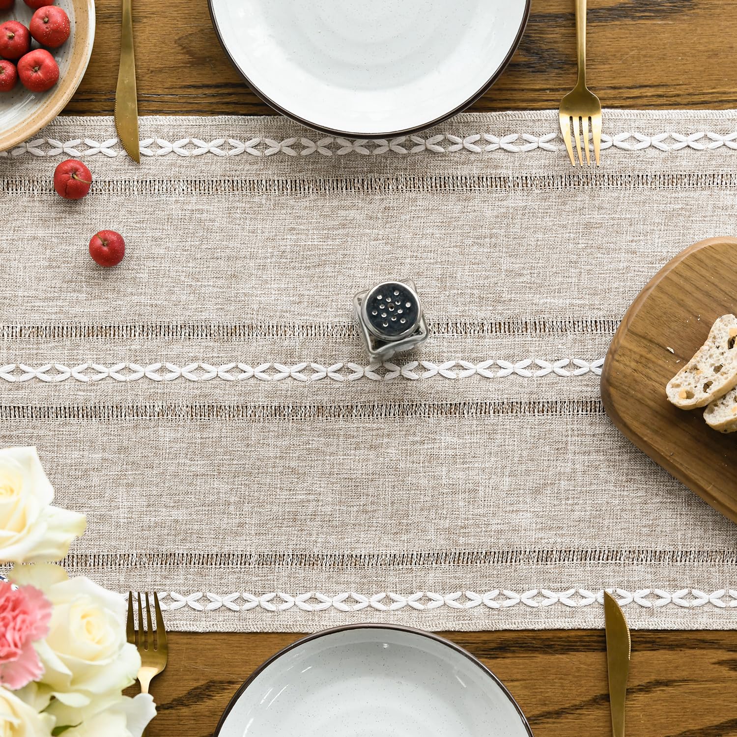 Artoid Mode cinta de mesa marrón bordado colorido añade ambiente para fiestas