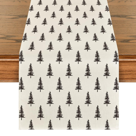 Artoid Mode cinta de mesa beige con motivo de arbol navideno para fiestas.