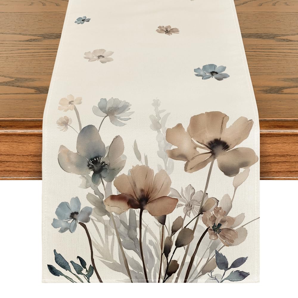 Artoid Mode: cinta para mesa con patrón marrón amapolas y hojas, decoración elegante