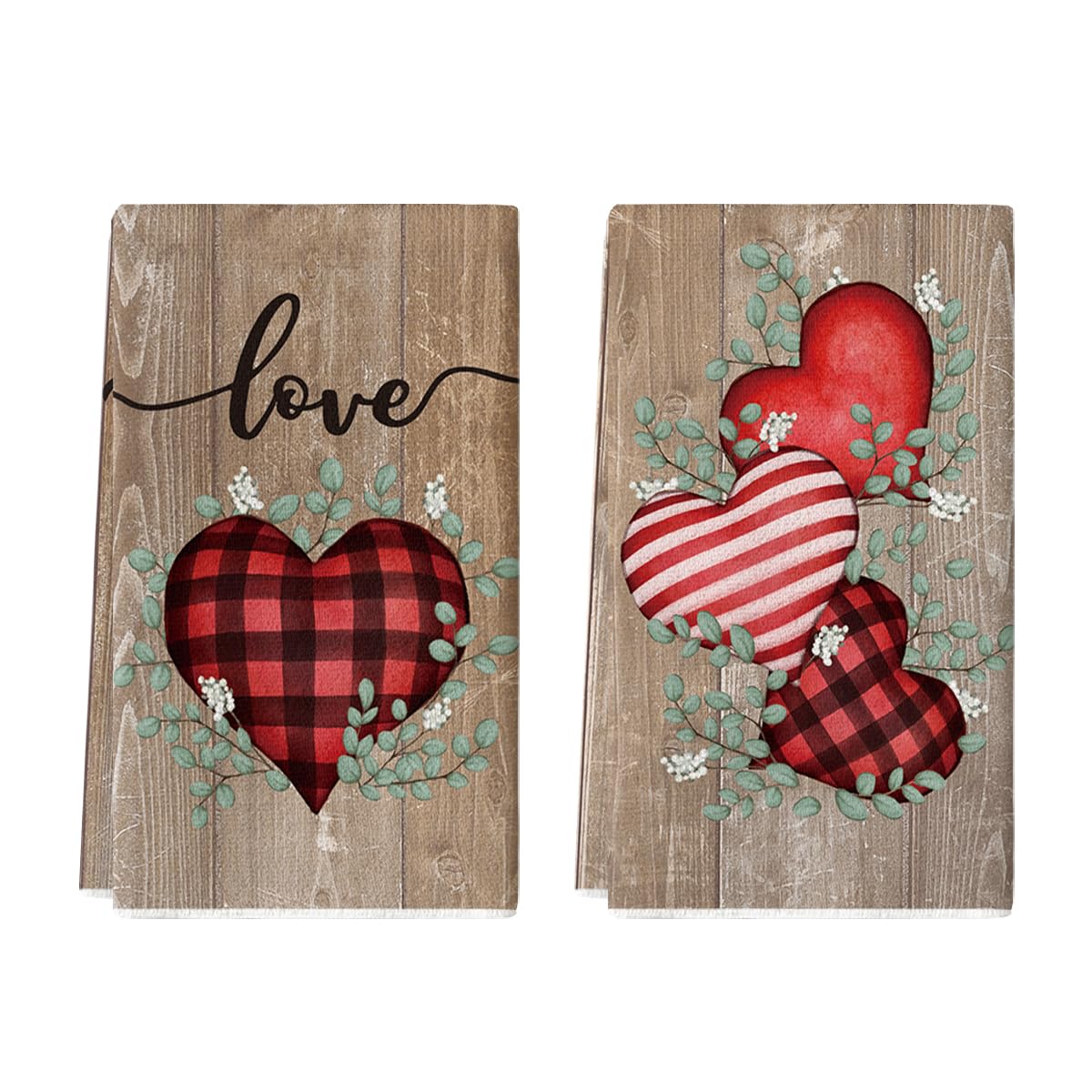 Toallas Artoid Mode con corazon de madera para secar platos y decorar la cocina