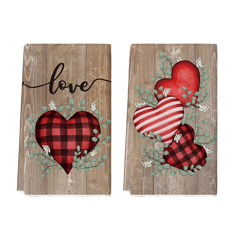 Toallas Artoid Mode con corazon de madera para secar platos y decorar la cocina