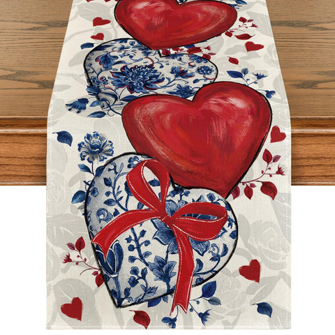 Artoid Mode cubre-mesa con corazon porcelana azul y blanco para cenas elegantes.