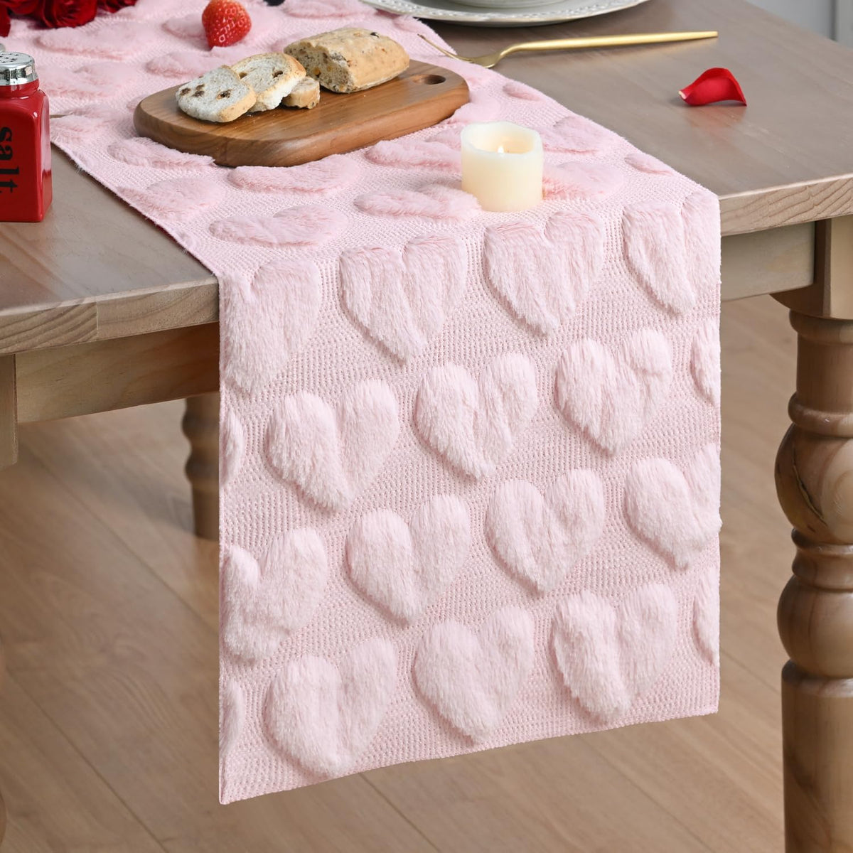 Artoid Mode corazon-rosa jaquard, cubre-mesa elegante para ocasiones especiales