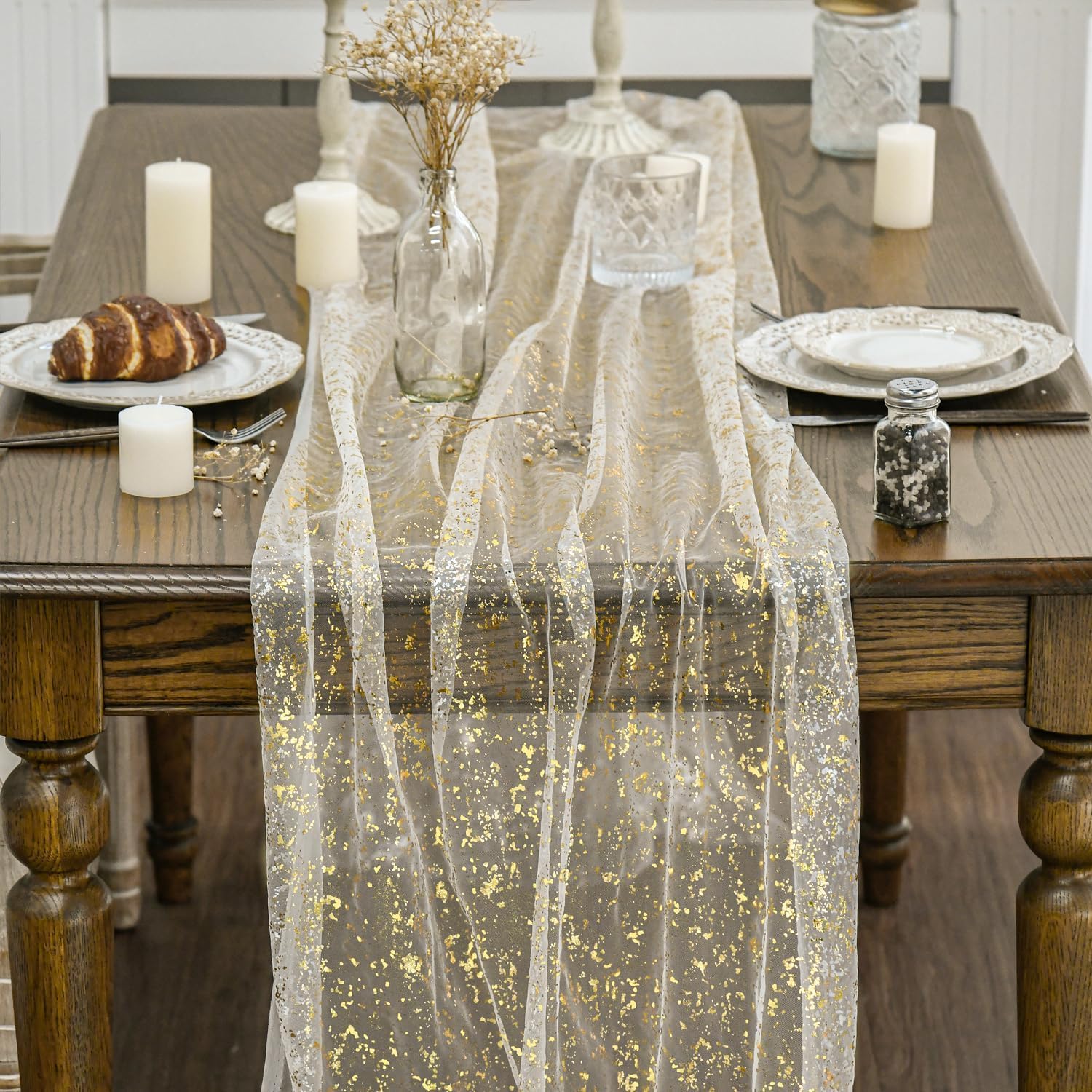 Artoid Mode corredor de mesa con brillo metalizado para eventos.