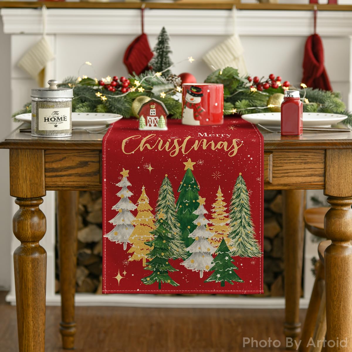 Artoid Mode: corredor de mesa con diseno vibrante para celebrar Navidad con estilo.