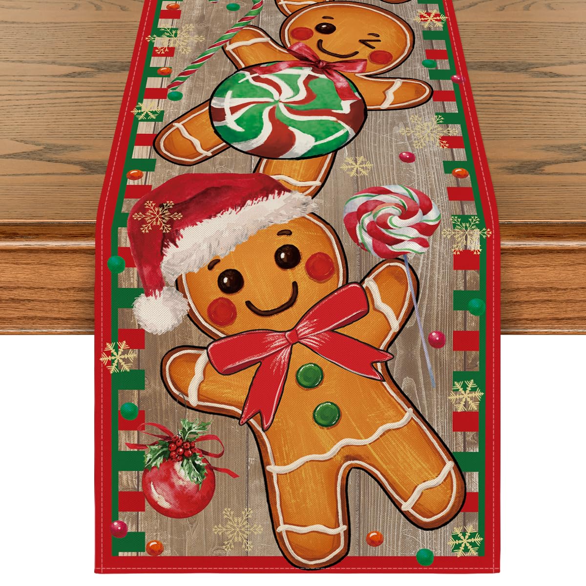 Artoid Mode Corredor de mesa Navidad, madera jengibre, añade calidez festiva