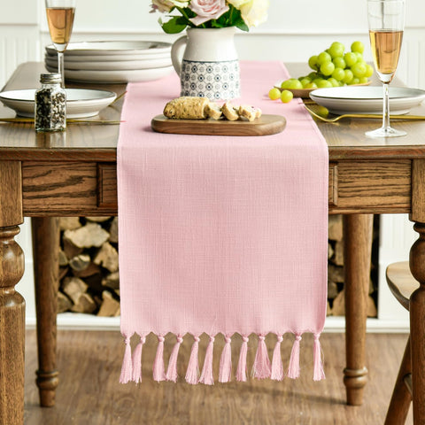 Artoid Mode cubre-mesa borlas rosado, detalle elegante para cenas diarias.